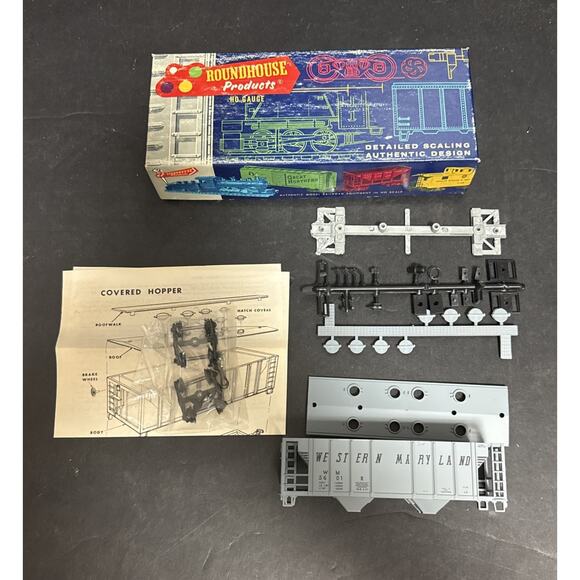 Roundhouse HO Gauge Train 2 Bay Covered Hopper Kit Western Maryland 1469 - Picture 2 of 6